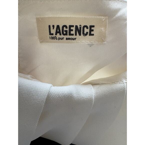 L’AGENCE Silk Pleated Mini Dress - 4 White Bridal Classic Caroline Besette $450 - Picture 9 of 10